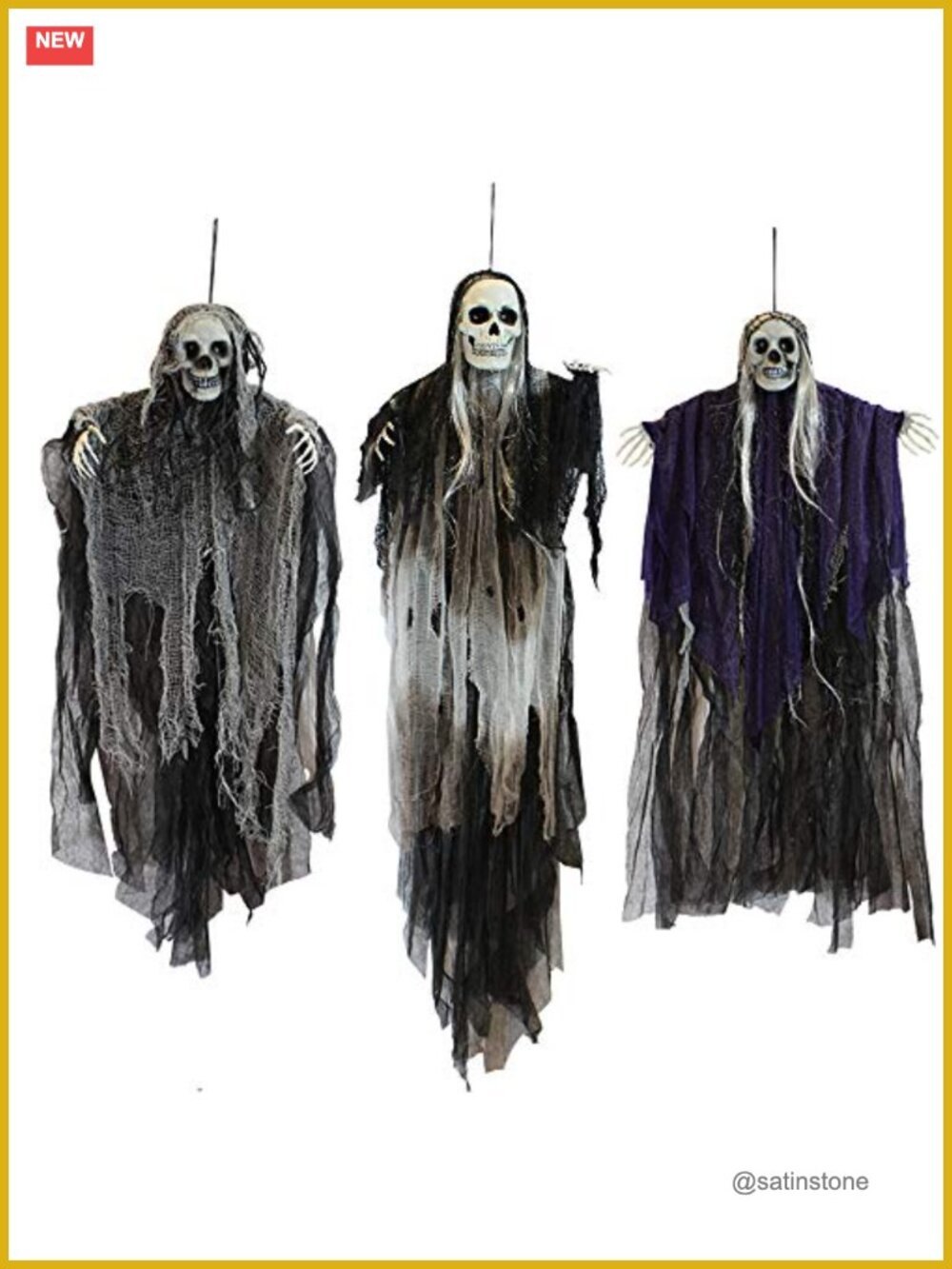 JOYIN Hanging Halloween Skeleton Ghosts Grim Reaper Decor 3 Pack